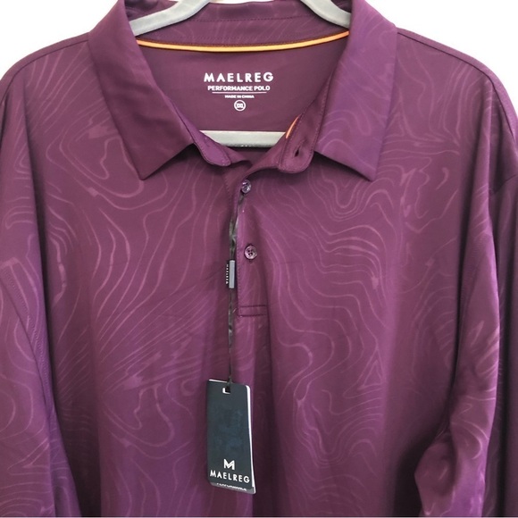 Maelreg Golf Performance Dry Fit Embossed Purple Long Sleeve Shirt Polo Size 3XL - Picture 7 of 16